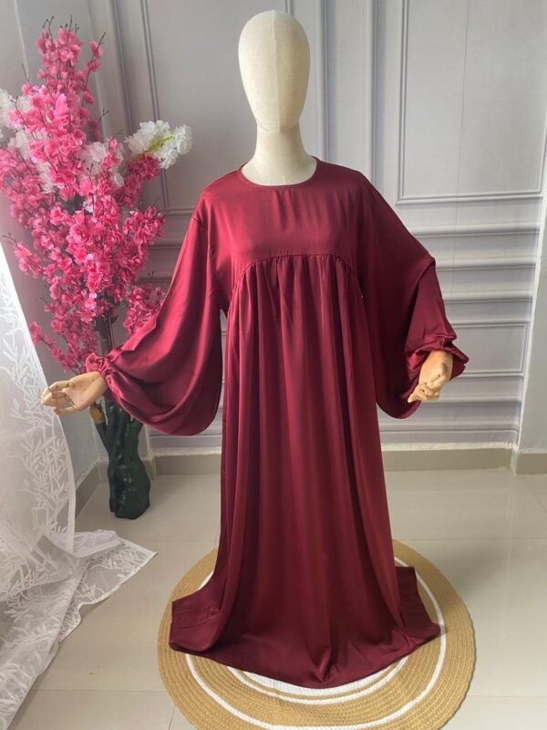 Crimson Grace – Premium Wine Red Korean Nida Abaya with Matching Hijab